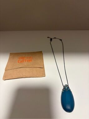 Alexis Bittar Teardrop Pendant Necklace in Deep Blue with Swarovski Crystal